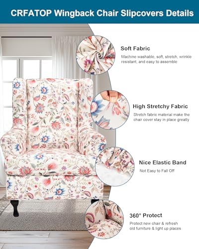 CRFATOP Wingback Chair Covers Wing Armchair Slipcovers - Image 2