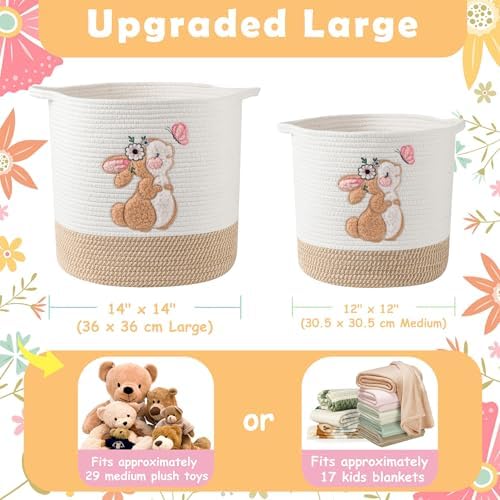Large Blanket Baskets for Living Room, Bunny Baskets Toy Storage Basket Woven - Image 5
