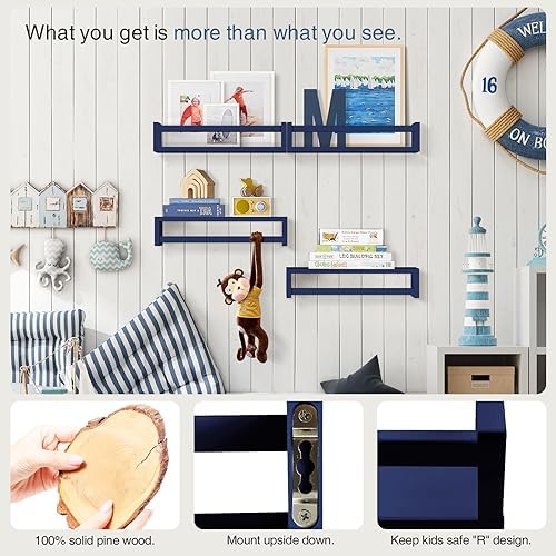 Forbena Navy Blue Floating Nursery Book Shelves - Image 6