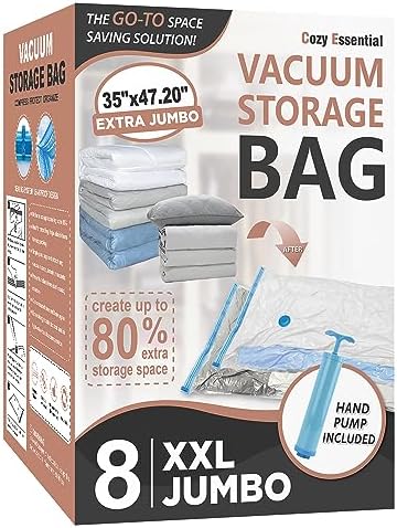 8 XXL Jumbo Vacuum Storage Bags by CozyEssential