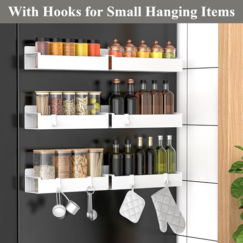 HuggieGems 6 Pack White Magnetic Spice Rack Organizer - Image 2