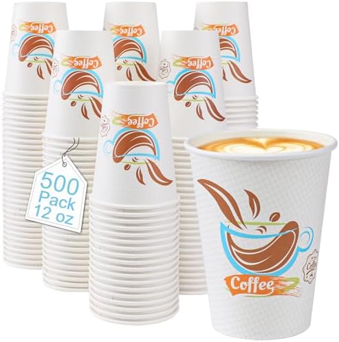 Lamosi 500 Pack 12 oz Coffee Cups, Disposable Paper Cups No Lids by BuyNow