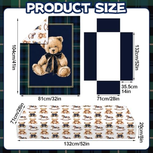Hahafelt 3 Piece Teddy Bear Tartan Plaid Crib Bedding Set - Image 2