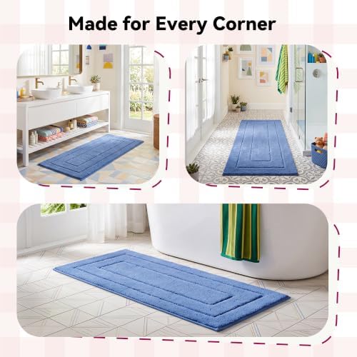 GRANNY SAYS Blue Bathroom Runner Rug 24" x 59", Soft Microfiber Bath Mat - Image 7