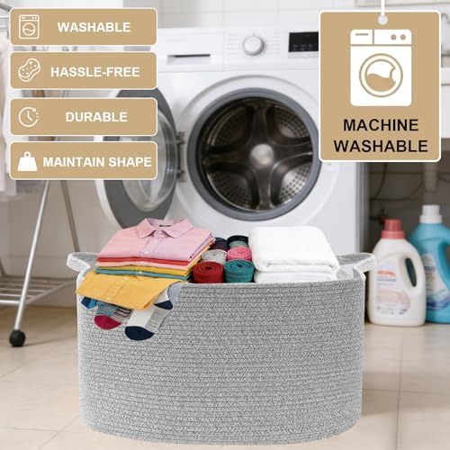 65L Large Laundry Basket with Handles, Woven Blanket Basket - Image 6