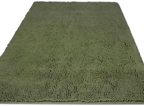 Yeaban Chenille Sage Bathroom Rug 36"x60", Non-Slip Rubber Backing by Yeaban