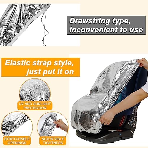 BBTO 2 Pcs Car Seat Sun Shade Covers Baby Heat Protector - Image 3