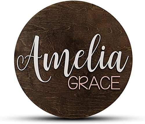 Custom Round Nursery Name Sign, Personalized Wooden Wall Plaque, Baby Shower by HickoryHollowDesigns