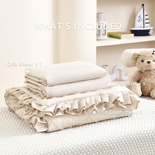 3-Piece Tufted Ruffle Crib Bedding Set - Image 5