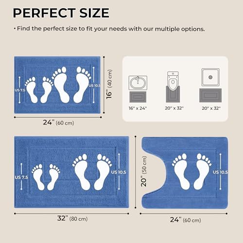 GRANNY SAYS Blue Bathroom Rugs Set 3 Piece, Soft Microfiber Bath Mats - Image 2