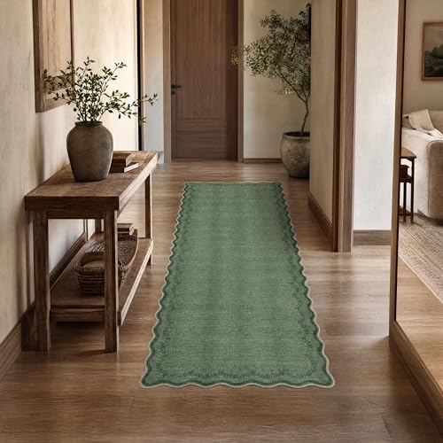GarveeHome 2.5x8 Scalloped Washable Runner Rug Non Slip Hallway Kitchen Rug - Image 3