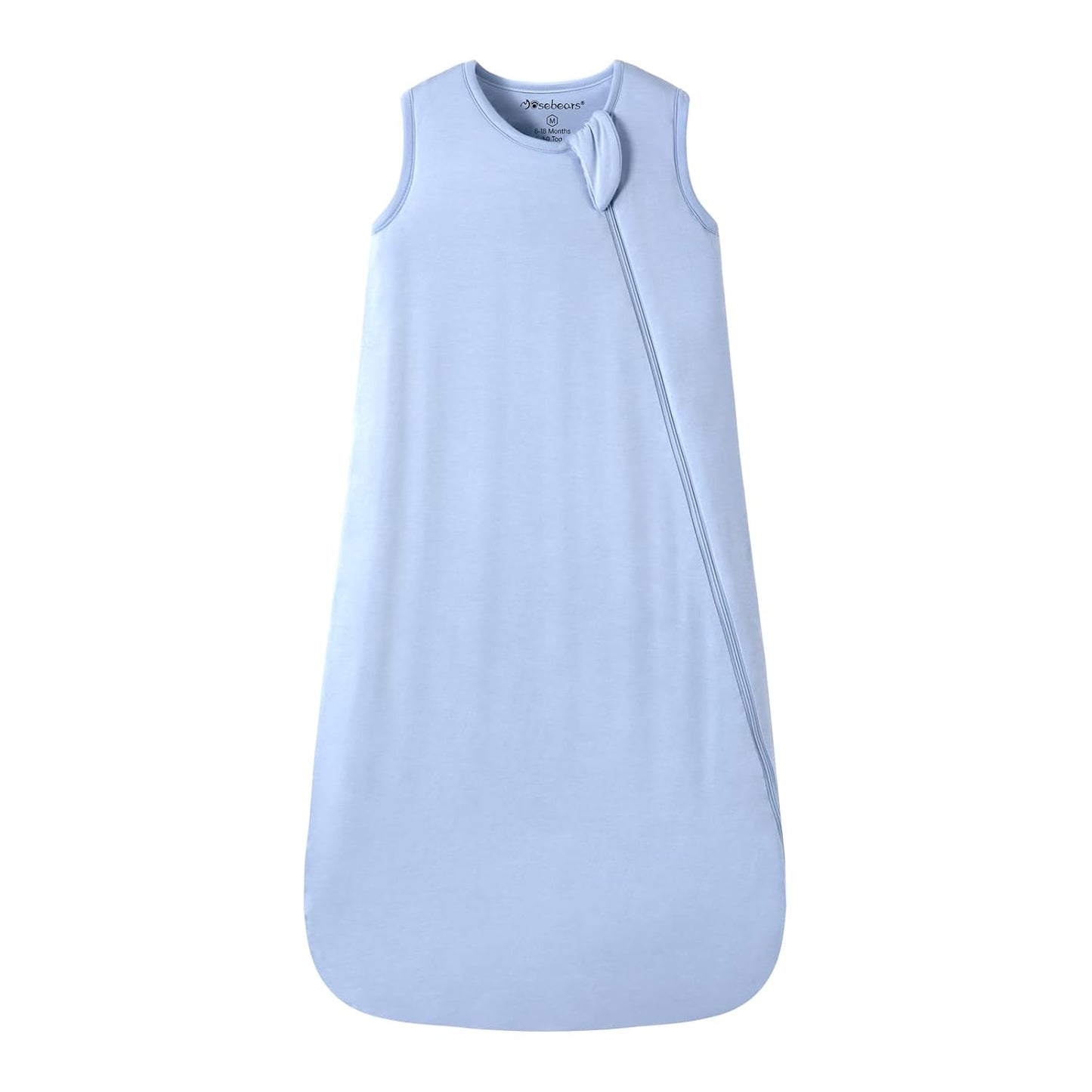 Mosebears Unisex Baby Sleep Sack 1.0 TOG, Supersoft Rayon Made from Bamboo Wearable Blanket with 2-Way Zipper (Fog Blue,18-36 Months)