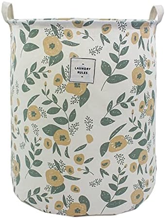Mziart Collapsible Laundry Basket, Floral Printing Large Laundry Hamper by Mziart