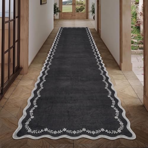 GarveeHome 2.5x10 Scalloped Washable Runner Rug Long Hallway Kitchen Rug by GarveeHome