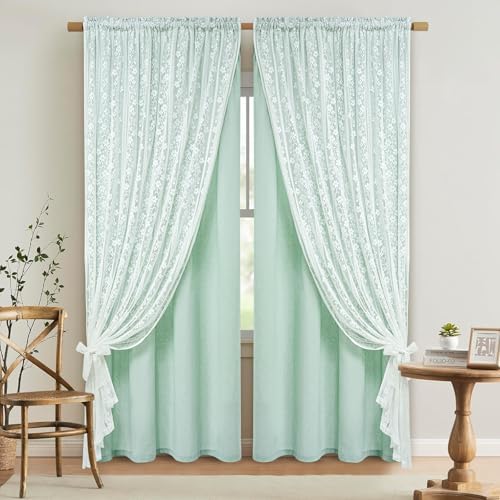 ASPMIZ Linen Curtains for Bedroom Double Layer Curtain for Living Room by ASPMIZ