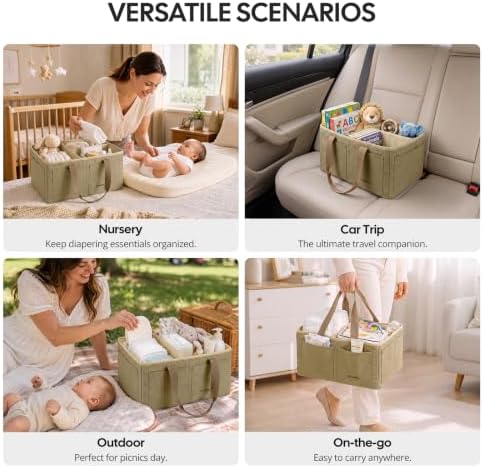 Large Canvas Baby Diaper Caddy Organizer - Image 4