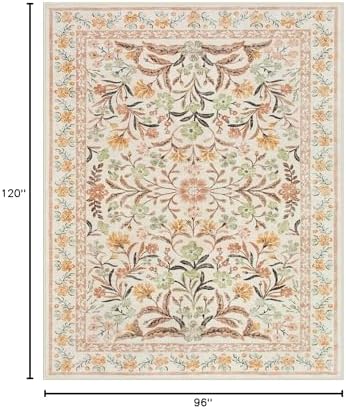Lahome Orange Floral Area Rugs 8x10, Fall Washable Rugs - Image 2