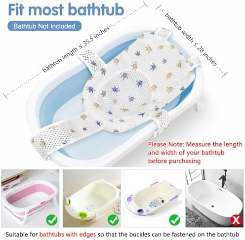 Colorlife Baby Bath Seat Support Net Infant Bathing Seat Support Mat, - Image 3