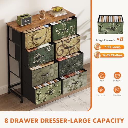 Sweetcrispy 8 Drawer Fabric Dresser, Tall Storage Tower - Image 4