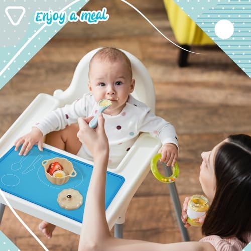Zhehao 4 Pcs 4 Pcs Montessori Toddler Silicone Placemats, Light Colors - Image 4