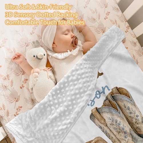 Custom Baby Boy Minky Crib Bedding Set, Cowboy Bedding 3 Pcs Set - Image 2