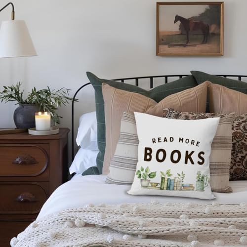 Kids Reading Pillow Covers 18x18, Classroom Decor, Read More Books Decorative - Image 3