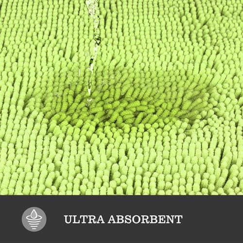 Yeaban Chenille Apple Green Bathroom Rug 26"x44", Non-Slip Rubber Backing - Image 4