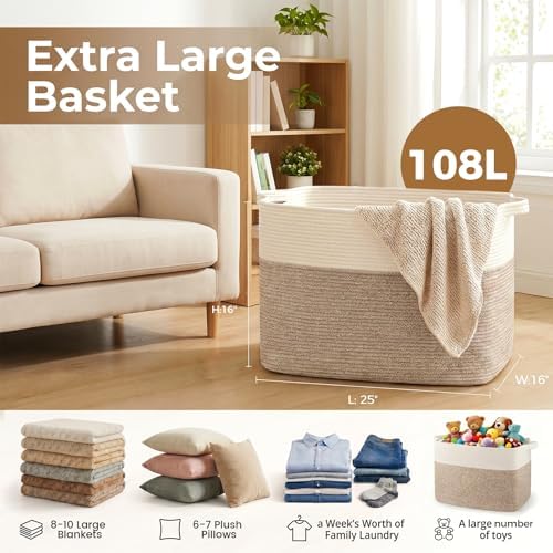 OIASKET 108L Cotton Rope Storage Basket - Image 3