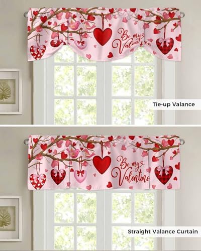 Pink Valentine's Day Blackout Tie Up Valance Curtains - Image 5