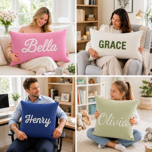 Custom Embroidered Name Pillow，Personalized Decorative Throw Pillows, - Image 3