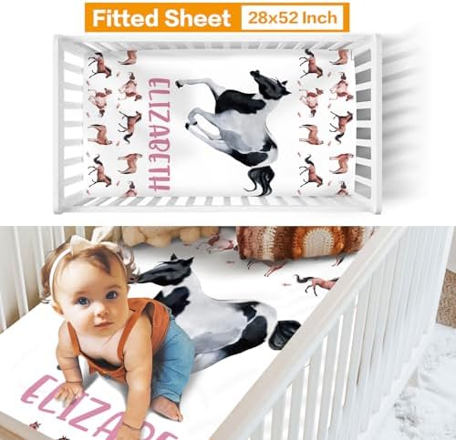 Custom Crib Bedding Set for Girls Gift Horse Monogram Design Color10 - Image 3