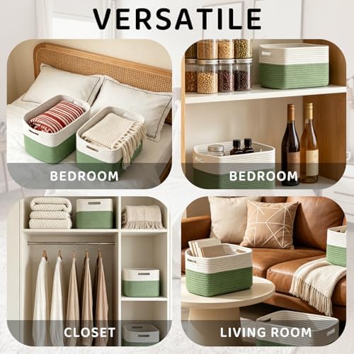 4 Pack Storage Baskets for Organizing, and Clothes, Cotton Rope Basket for - Image 3