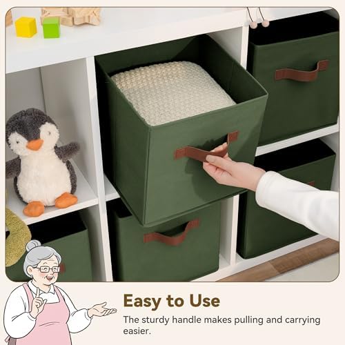 GRANNY SAYS 11 Inch Cube Storage Bins, Cube Organizer, Olive Green - Image 3