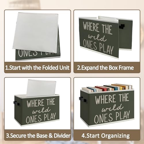 Green Boho Classroom Foldable Storage Bins Box - Image 5