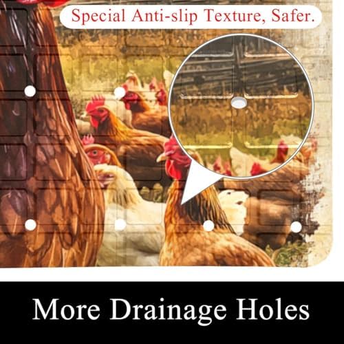 Bath Tub Shower Mat, Washable Bathtub Floor Mats, Suction Cups and Drain Holes - Image 2