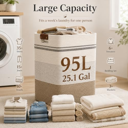 Laundry Hamper, Cotton Rope Laundry Basket - Image 6