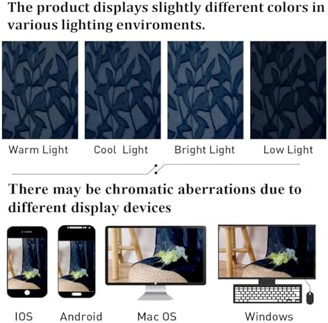 Lecloud Leia Navy Blue Sheer Curtains 96 Inches Long 2 Panels, Airy Leaf - Image 5