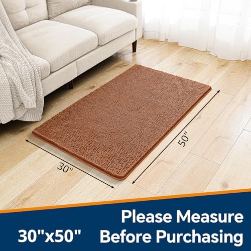 Chenille Bathroom Rug 30"x50" Burnt Orange, Large Plush Bath Mat - Image 2