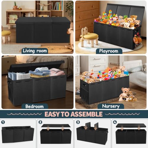 Extra Large Toy Box with Lids, Collapsible Storage Bin - Image 6