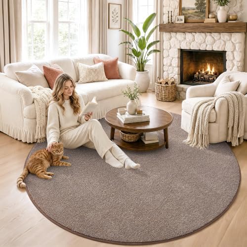 Keeko Round Area Rug 6ft for Living Room Bedroom, Soft Washable Circle Rug - Image 4