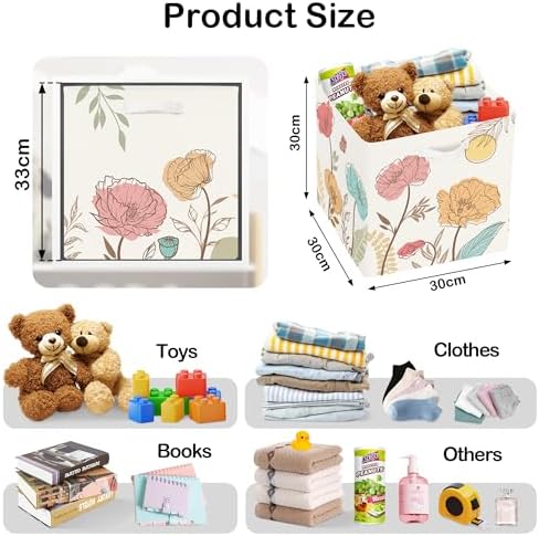 11.8" Wild Flower Storage Cube Organizer Set 3Pcs Clothes Storage Basket Bin - Image 2