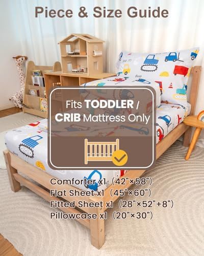 TinyPalsa 4-Piece Toddler Bedding Set, Toddler Bed Comforter Set - Image 3