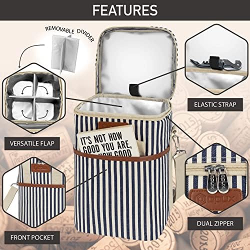 opux Insulated Wine Cooler Bag, Leakproof 4 Bottle Tote Carrier - Image 4