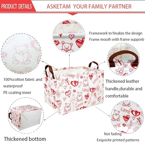 Valentine's Day Basket Gift for Empty Cute Heart Large Storage Bin for Kid and - Image 7