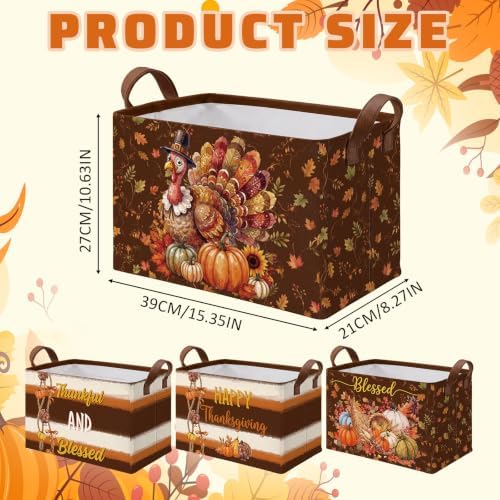 4 Pcs Fall Storage Basket for Gifts Empty Large Thanksgiving Turkey Storage Bins - Image 2