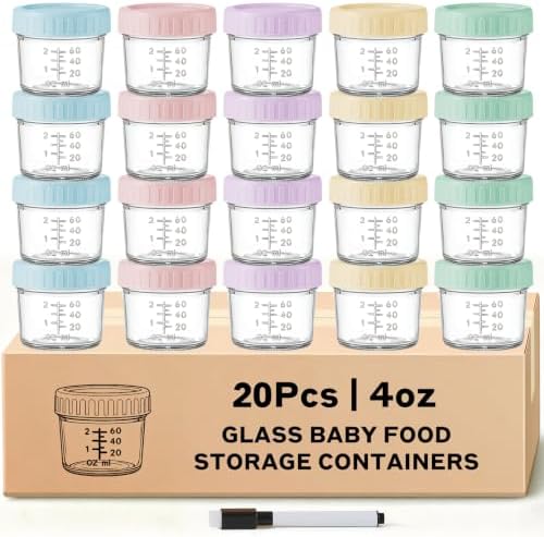 20 Pack Glass Baby Food Containers 4 Oz Glass Baby Food Jars by ITITT