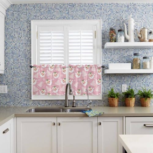 Pink Christmas Kitchen Curtains and Valances Set, Santa Claus Merry Christmas - Image 5