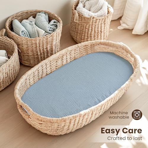 Konssy Muslin Bassinet Sheets for Baby Boys and Girls, 2 Pack - Image 5
