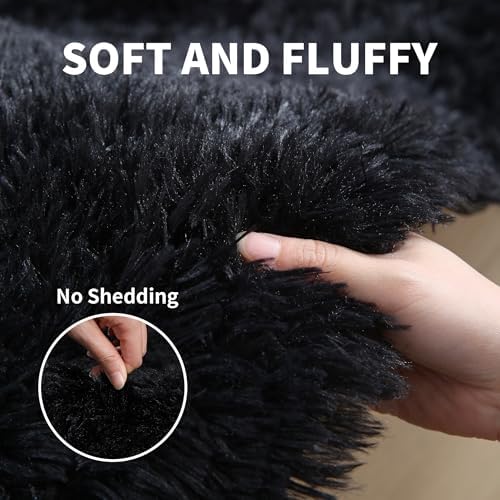 5x7 Thick Black Shag Rug for Bedroom, Soft Plush Fluffy Carpet - Image 3