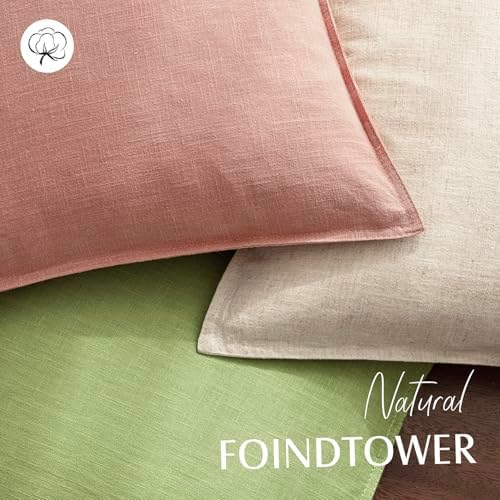 Foindtower Linen Solid Decorative Throw Pillow Covers 26x26 Inch Coral Pink - Image 4